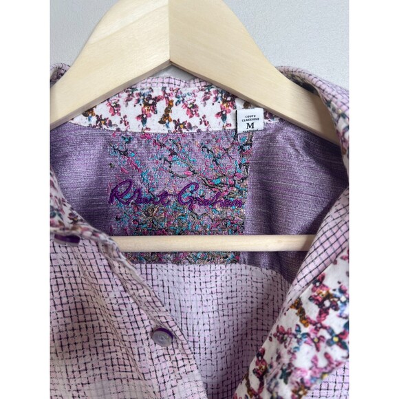 Robert Graham Button Down Shirt Size Medium Purple Pattern Classic Fit - Picture 3 of 7